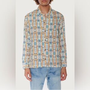 NWT RAGA "RAGA MAN" Print Button-Up Shirt Size Large CHESTNUT